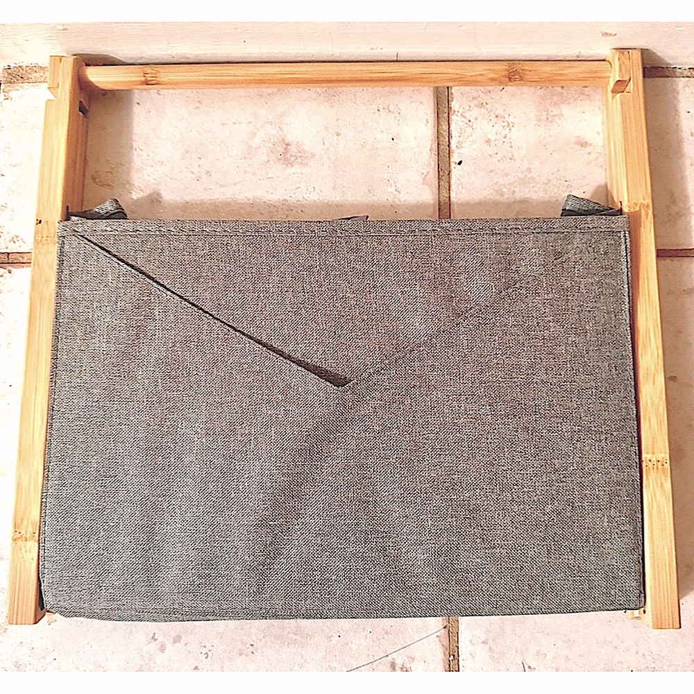 📚EZDeco📚 LINEN FABRIC FOLDING WOOD FRAME POCKET PORTABLE STORAGE MAGAZINE RACK - Picture 10 of 12